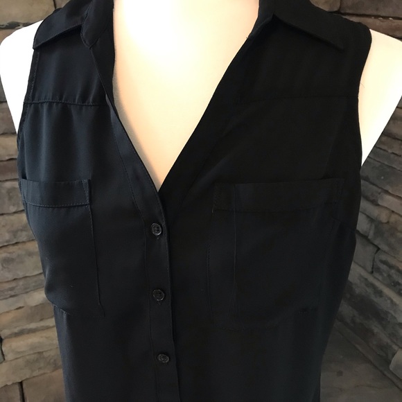 Express black button down with collar sleeveless - Picture 4 of 8